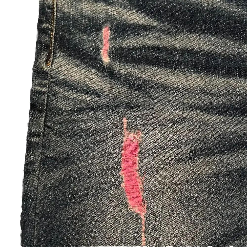 One Green Elephant Kosai Slim Jeans Women's Medium 30x32 Distressed Whiskering
